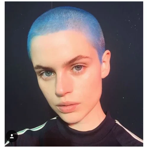 Electric Blue Buzz Cut Hairstyle